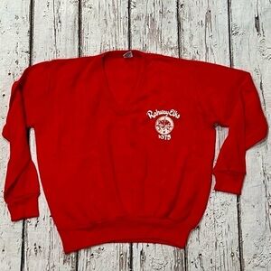 Vintage 1980s Rahway Elks New Jersey Red Vneck Pullover Jumper Sweater